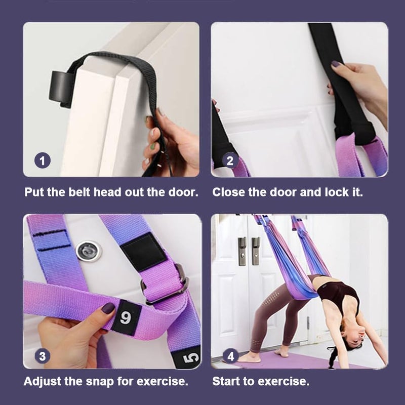 Elfzone Yoga Door Swing - Yoga Strap, Backbend Training Stretching Rope with Door Anchor, Flexibility Trainer Stretching Equipment Assist Stretch Strap for Fitness Gymnastics Dance Aerial Yoga Ballet - Image 2